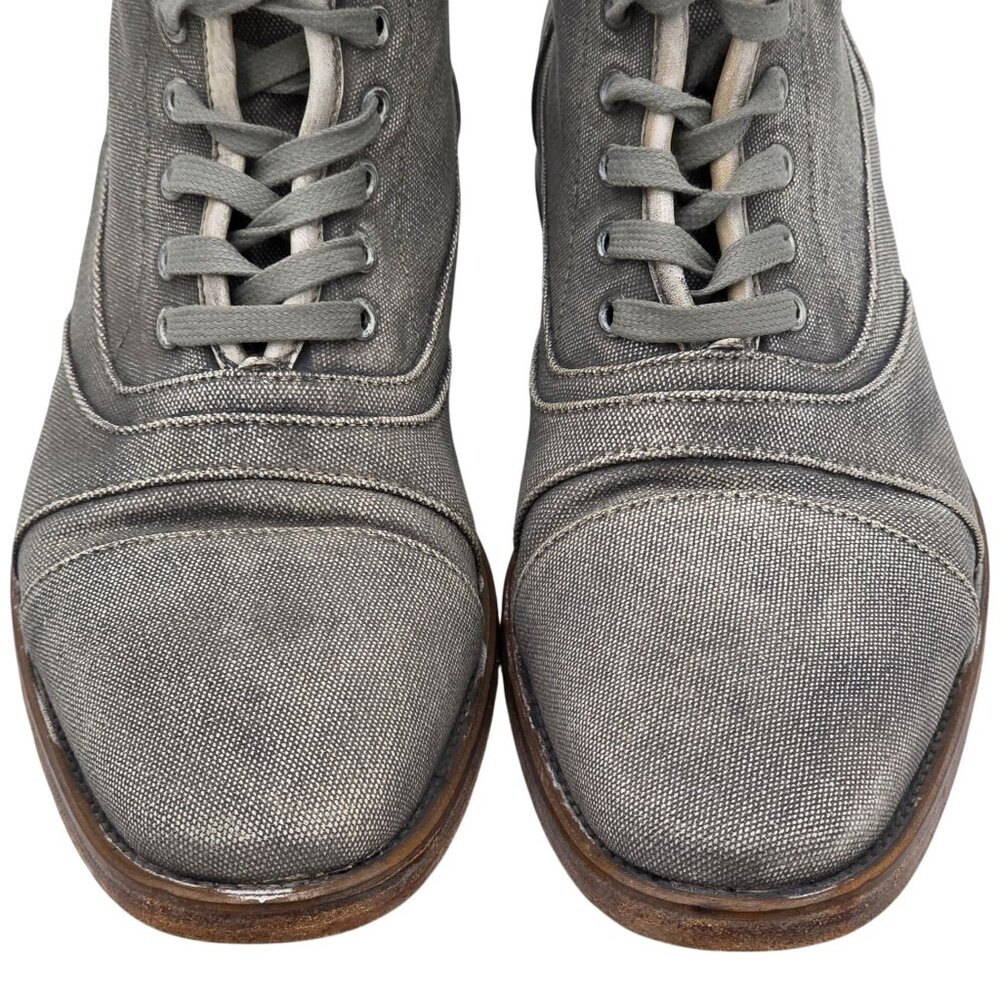 $698 John Varvatos Italy Fleetwood Mens 9 Distressed Gray Canvas Combat Boots - Picture 6 of 12